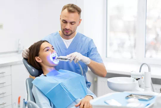 teeth whitening in the dentist's chair